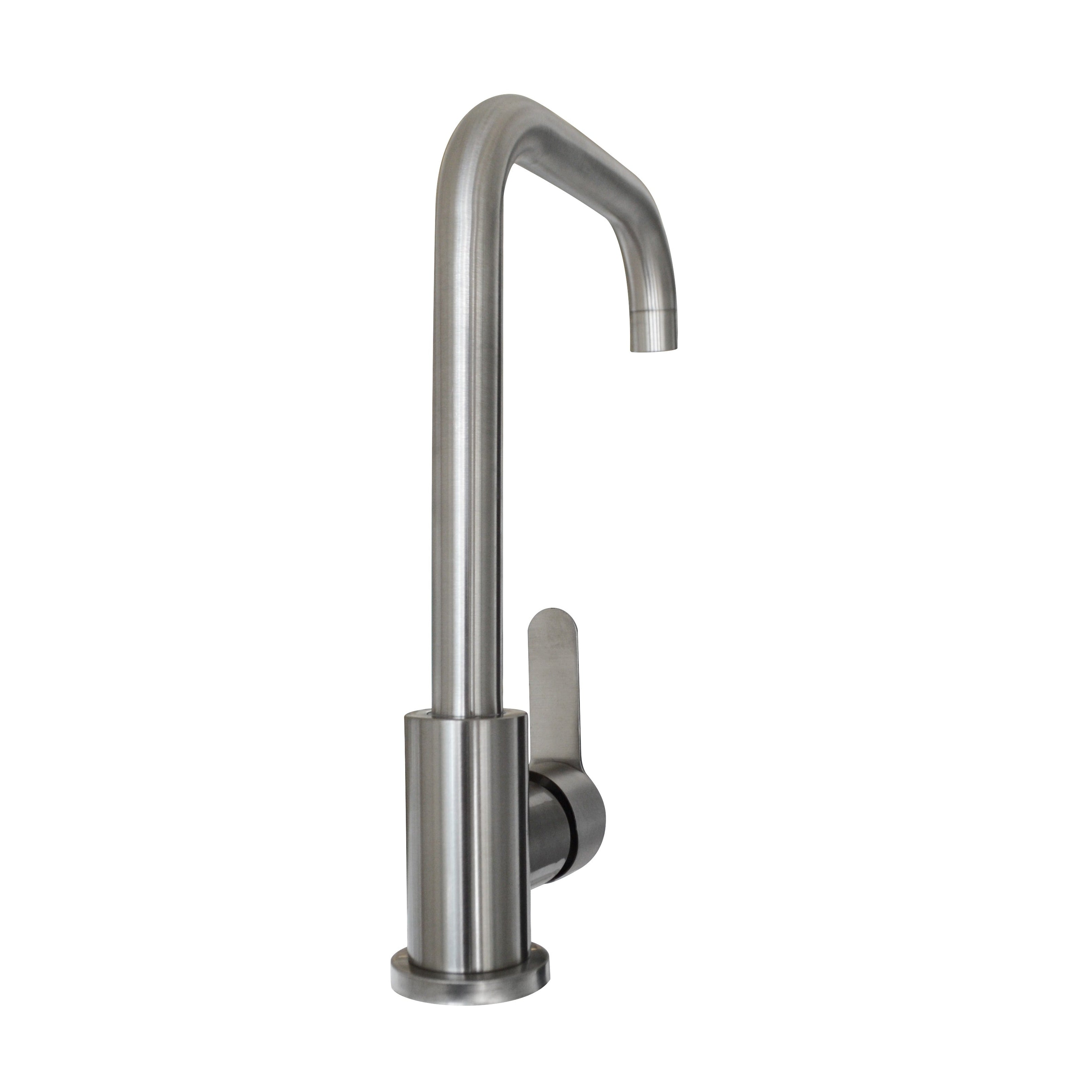 Grifería Monomando De Cocina Cuello Alto En Acabado Plata Satinado