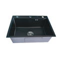 Lavaplatos de Empotrar Negro Mate 60 × 45 cm con Escurridor En Acero