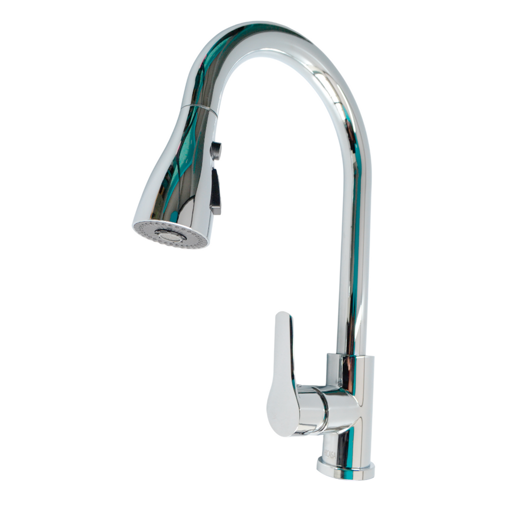 Grifería Cocina Extraíble Cromo Brillante Palanca Recta