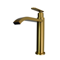 Griferia Para Lavamanos Baja Dorado Satin Agua Fria Salida Semi Curva