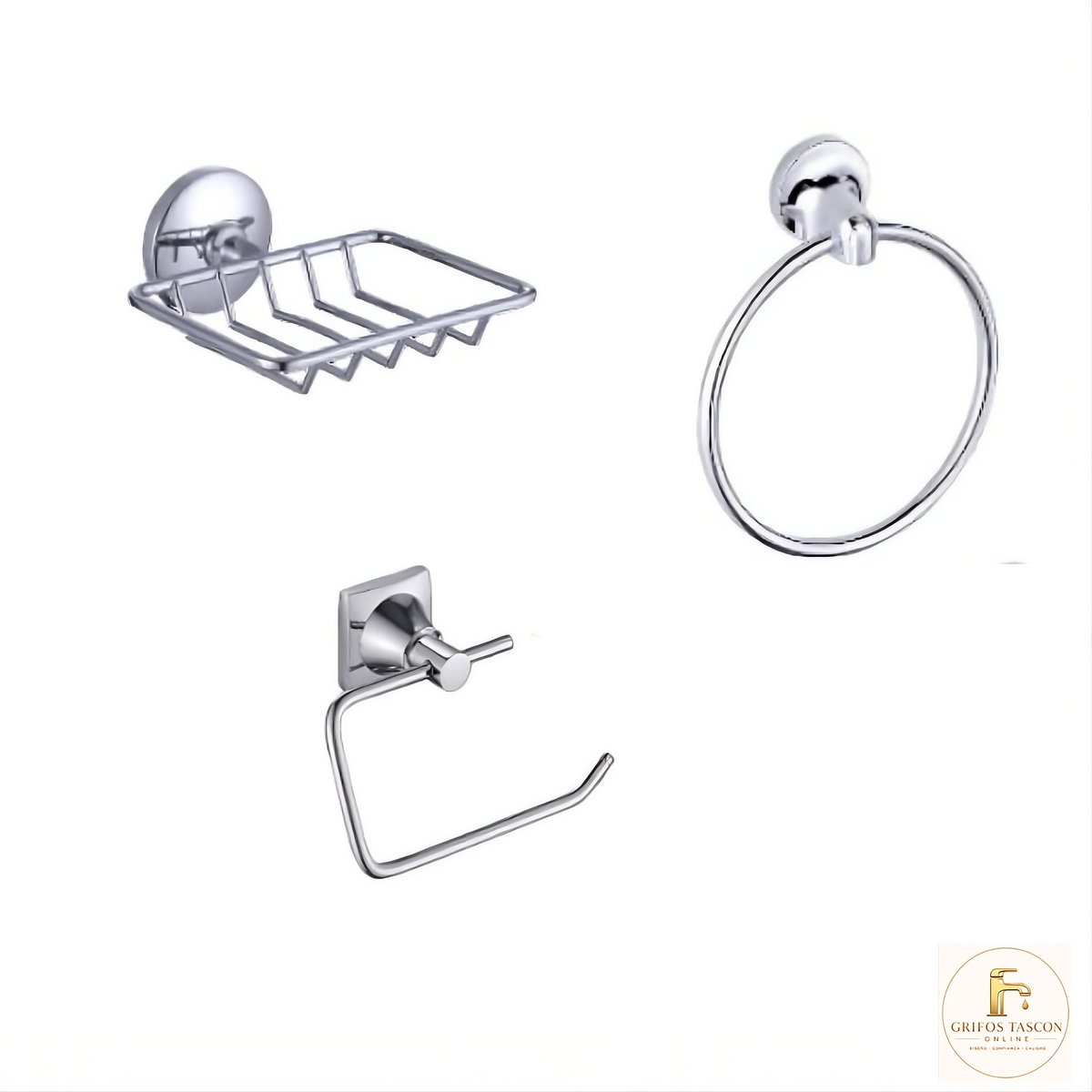 Set de Accesorios Redondo x3 Piezas Plateado