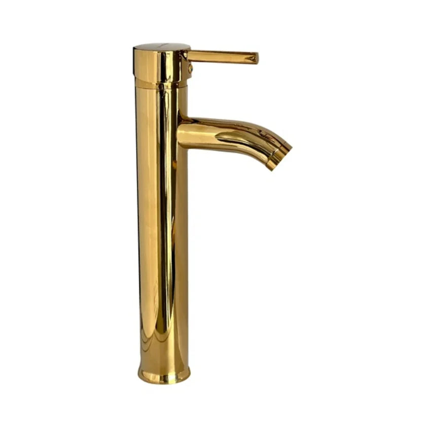 Griferia Monocontrol Para Lavamanos Alta Tubular Dorado