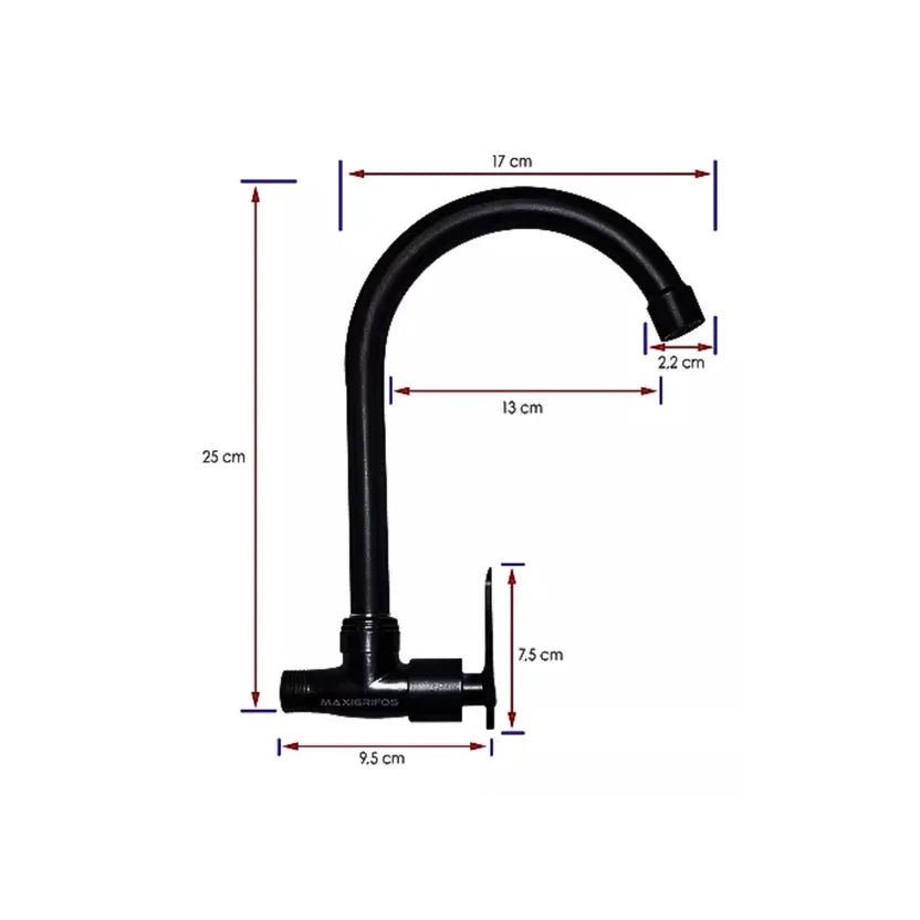 Grifería De Pared Para Lavaplatos Negra Agua Fría