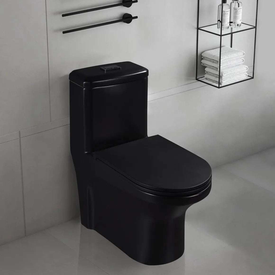 Sanitario One Piece Negro Mate con Asiento de Cierre Suave