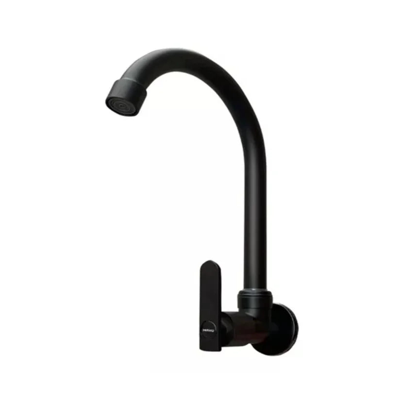 Grifería De Pared Para Lavaplatos Negra Agua Fría