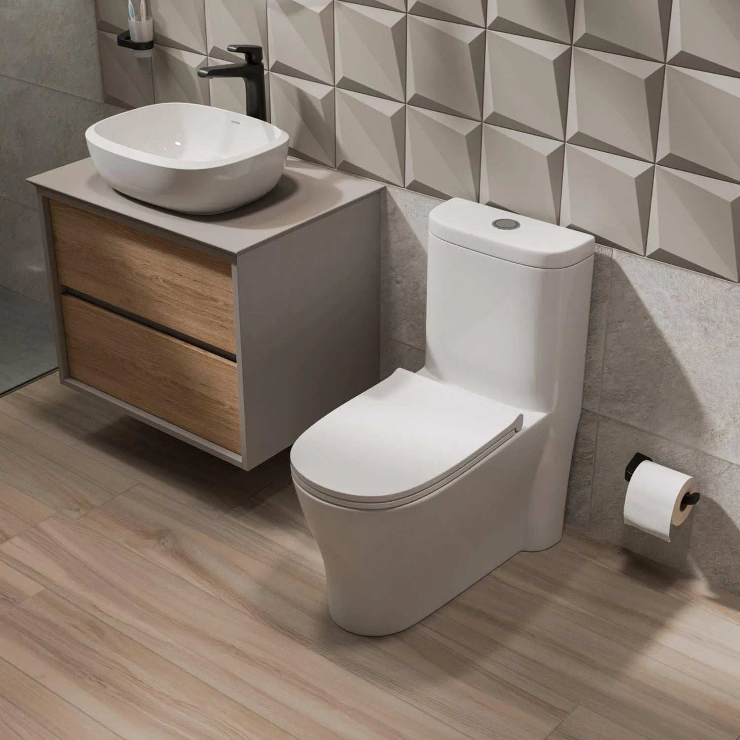 Sanitario One Piece Blanco con Asiento de Cierre Suave