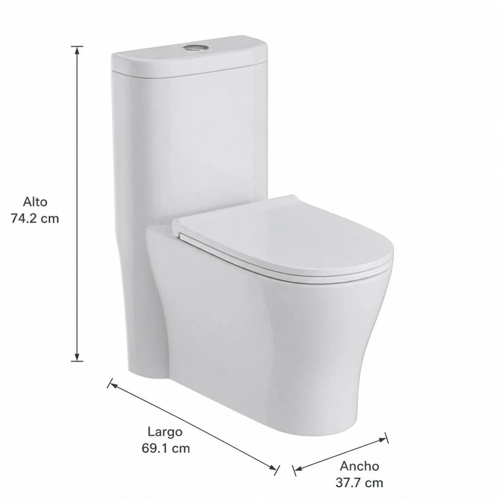 Sanitario One Piece Blanco con Asiento de Cierre Suave