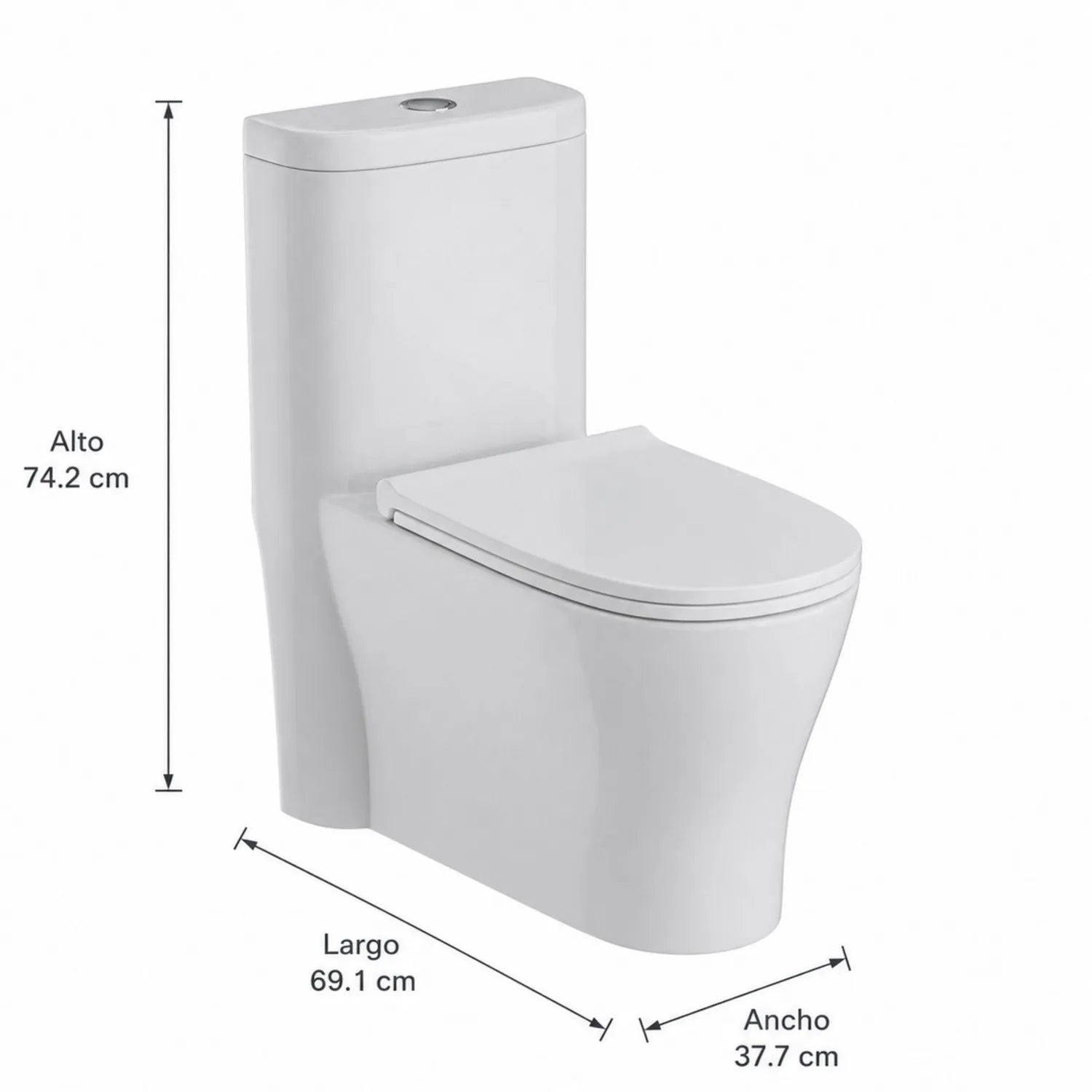 Sanitario One Piece Blanco con Asiento de Cierre Suave