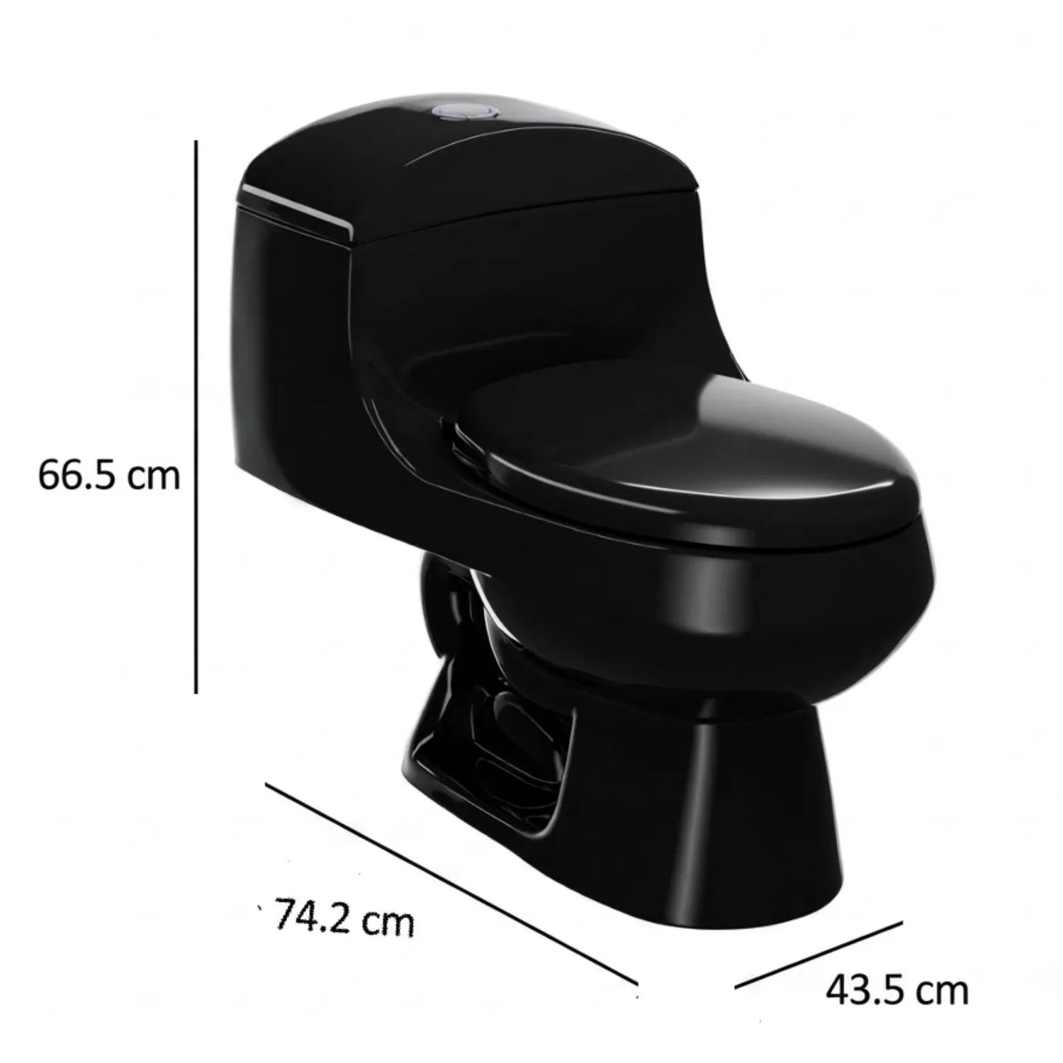 Sanitario One Piece Negro Brillante de Descarga Dual con Asiento de Cierre Suave