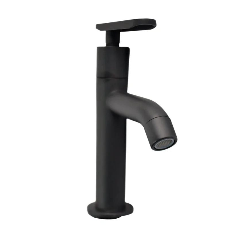 Grifo para Lavabo de Agua Fría Pico Curvo Sencilla Negro