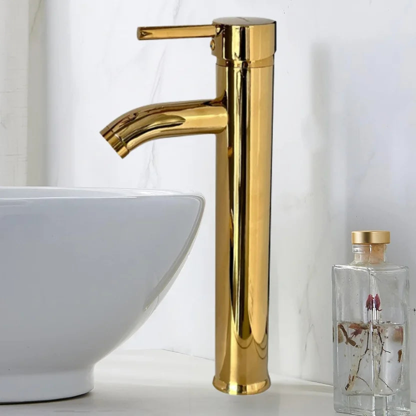 Griferia Monocontrol Para Lavamanos Alta Tubular Dorado